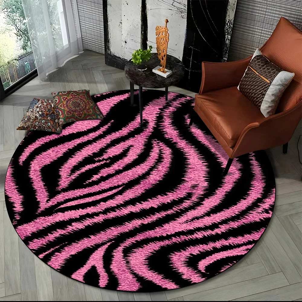 Pink Zebra Stripe Print Round  - Commercial Printing Format recension och pris
