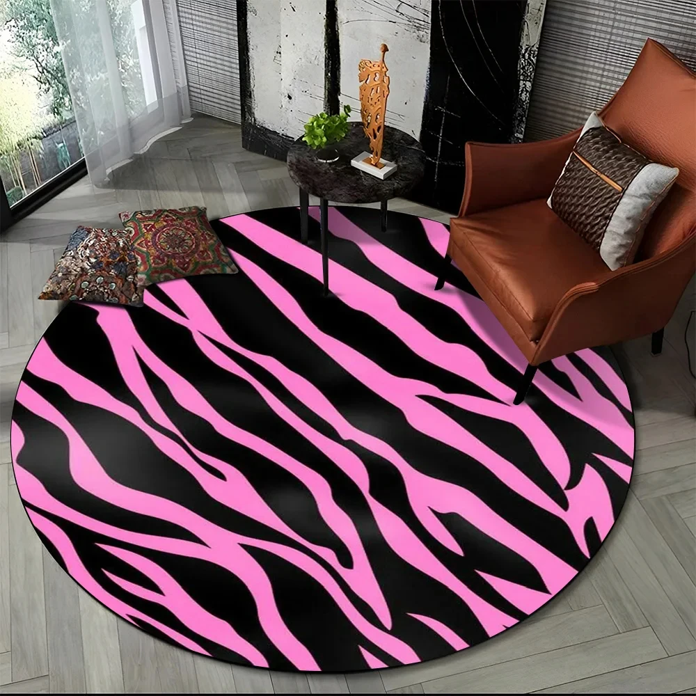 Pink Zebra Stripe Print Round  - Commercial Printing Format recension och pris