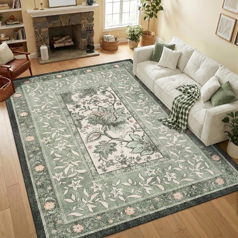 Retro Plant Print Carpet for L - Printing On Commercial recension och pris