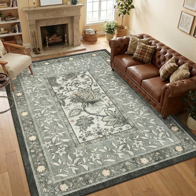 Retro Plant Print Carpet for L - Printing On Commercial recension och pris